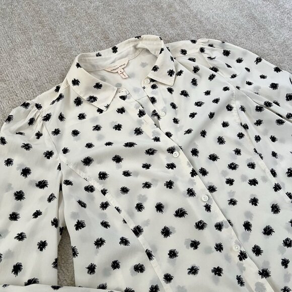 Rebecca Taylor Silk Button Up Printed Blouse Top 8 - Picture 3 of 10